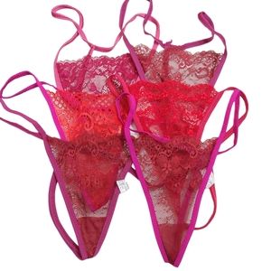 CHUNS New Red Purple Lace Thong Bundle Size Large New Without Tags 6 For $13